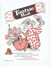 1948 Tootsie Roll Candy Print Ad Clown 8.5&quot; x 11&quot; - £15.10 GBP