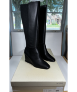 NYDJ Jessica 35 VACHETTA Leather Tall Knee-High Black Wedge Boots Women&#39;... - €42,71 EUR