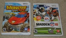 Madden NFL 10 &amp; Monster 4 x 4 World Circuit Nintendo Wii Game Sports Racing - £11.10 GBP