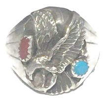 Vintage Eagle Sterling Silver Southwest Tribal Ring Turquoise Size 12.50 16g Men - £115.25 GBP