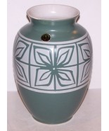 LOVELY LARGE JAPANESE SOZAN POTTERY GREEN &amp; WHITE FLOWER 8 3/4&quot; VASE WIT... - £20.63 GBP