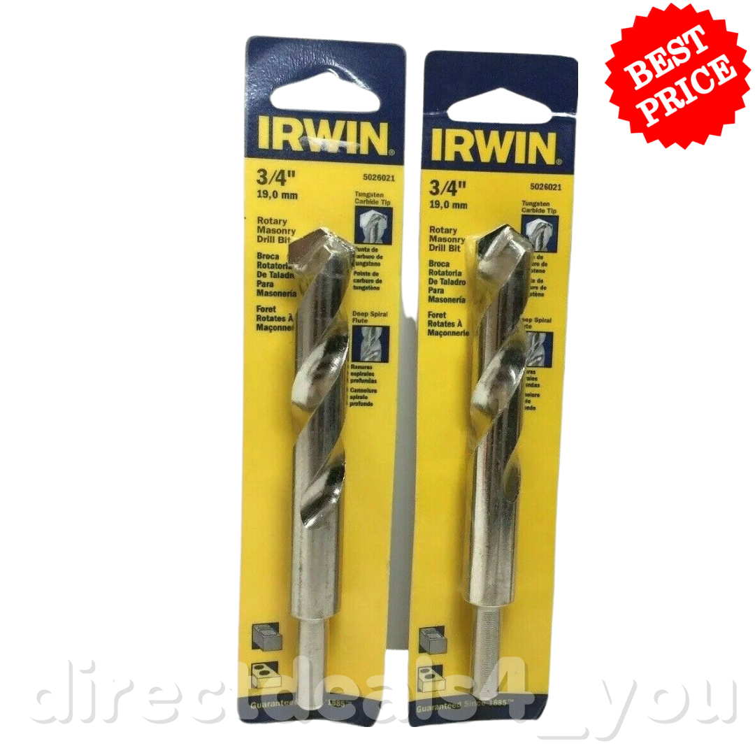 Irwin 5026021 3/4" Rotary Masonry Drill Bit Carbide Tip Pack of 2 - $17.81