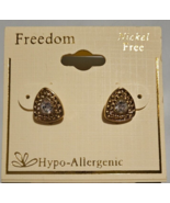 Freedom Brand Triangle Earrings Clear Stones .5 Inch Post Back - $17.87 CAD
