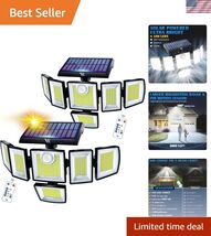 Solar Motion Sensor Flood Lights Outdoor - 496LEDs 3500LM 3 Lighting Mod... - $51.77