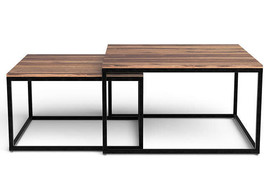 30" Brown And Black Solid Wood And Iron Square Coffee Table - $10,131.62 MXN
