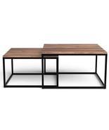 30 Inch Brown And Black Solid Wood And Iron Square Coffee Table - $543.99