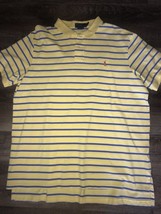 Polo Ralph Lauren ~ Men&#39;s Polo Shirt Short Sleeve Custom Fit Yellow Striped 2XL - £19.31 GBP