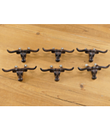 6 RUSTIC LONGHORN STEER DRAWER HANDLES PULLS 4 1/2&quot; CAST IRON COW BULL B... - €19,09 EUR