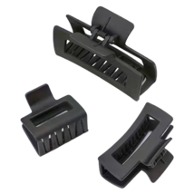 Lot of 3 Hair Claw Shark Clips Opaque Matte Black Different Sizes Shapes... - £8.84 GBP