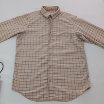 Columbia Men's Tan/Beige Long Sleeve Button Up Plaid Shirt Chest Size 42 image 9
