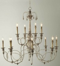 HORCHOW Candle Chandelier French Restoration Farmhouse Hardware XL Foyer - $1,127.61