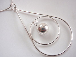Double Hoop Dangling Ball Necklace 925 Sterling Silver Corona Sun Jewelry - £11.47 GBP