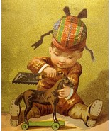 Antique Victorian Trade Card Toy Horse Darlington Runk 1880s 4.5 x 3 - $530.36 MXN