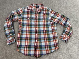 Polo Ralph Lauren Shirt Mens Large Plaid Button Down Linen Silk Blend Co... - $34.64