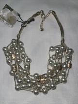 Gardenia Jewelry  10 Strand Glass Pearl and Gold Tone Gardenia Necklace ... - $83.01