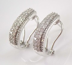 2Ct Imitación Diamante Omega Espalda Halo Aro Pendientes 14k Oro Blanco Chapado - £110.70 GBP