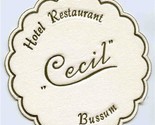 Cecil Hotel Restaurant Paper Coaster Bussum The Netherlands - $13.86