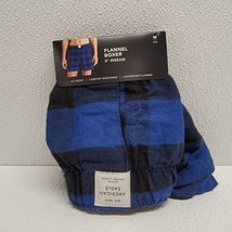 Mens American Eagle Boxers Blue Lightweight Flannel 4&quot; Inseam Size Medium 32-34  - £19.70 GBP