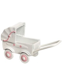 DOLLHOUSE Doll Carriage Toy Falcon N1856 Pram White w Pink Miniature - £6.65 GBP