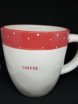 Rae Dunn Coffee Mug Cup Red White Polka Dot Holiday Artisan Collection Christmas - £22.65 GBP