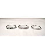 Stacking Crystal .815 Silver Band Rings Set of 3 - Size 6 - K027 - £23.00 GBP