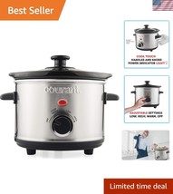 1.6 Quart Crock Slow Cooker with 3 Heat Settings - Stainless Steel Finish - $45.00