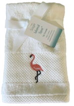 Flamingo Fingertip Towels Set of 2 Embroidered Guest Bathroom Beach Summer House - £28.92 GBP