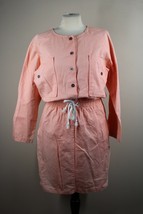 Vtg 80s Avon Fashions S Peach Orange Elastic Tie Waist Pockets Cotton Dress - £38.87 GBP