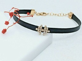 Modern 18k Rose Gold Macrame Black Silk Bracelet with Natural Diamonds - - $671.63