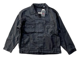 Levis Mens M Coated Black Western Yoke Sawtooth Pocket Denim Jean Trucker Jacket - £63.85 GBP