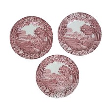 Vintage Enoch Woods Sons English Castles Pink Red Transferware Salad Plates 3 - £22.07 GBP