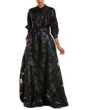 Teri Jon by Rickie Freeman 3/4Sleeve Belted Metallic Jacquard Maxi Shirt... - £227.55 GBP