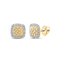 10kt Yellow Gold Womens Round Diamond Nugget Square Earrings 1/8 Cttw - £196.64 GBP