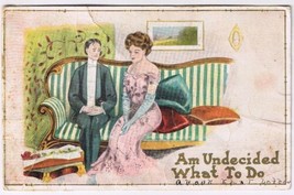 Postcard Am Undecided What To Do Couple On Sofa - £1.57 GBP