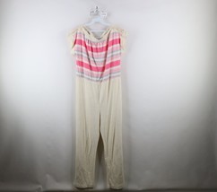 Vtg 70s 80s Streetwear Womens L Terry Cloth Striped Dolman Sleeve Romper... - $84.10