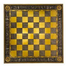 Chess Set Board &amp; 32 Pieces Greek Roman Gods Warriors Cold Cast Bronze Resin - £240.83 GBP
