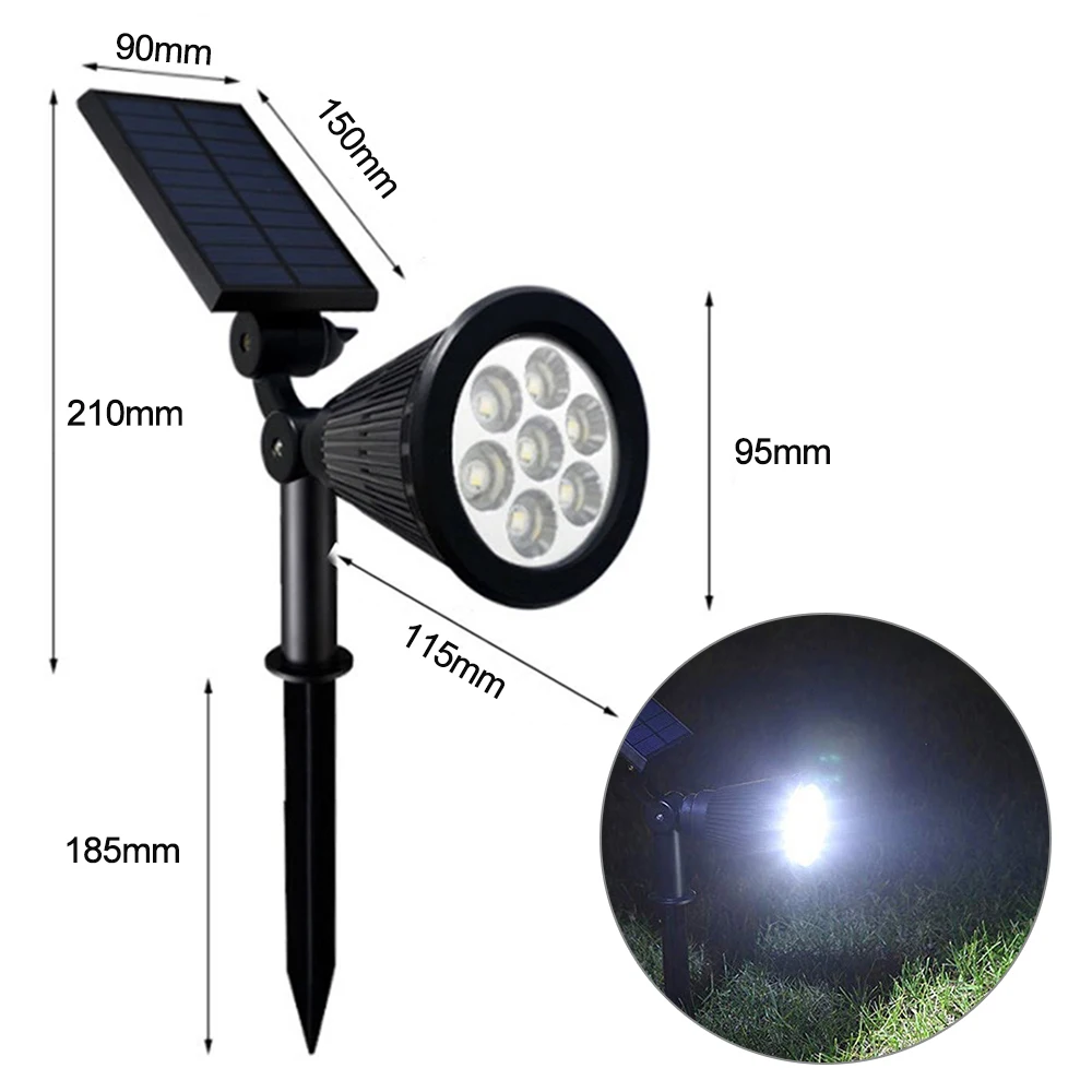 7 LED Solar Power Garden Lamp Colorful Spotlight Adjustable Outdoor Waterproof L - £45.95 GBP