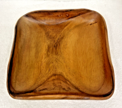 Vintage Monkey Pod Wood Hand Crafted Rolled Rounded Edge Serving Bowl Dish - $28.22