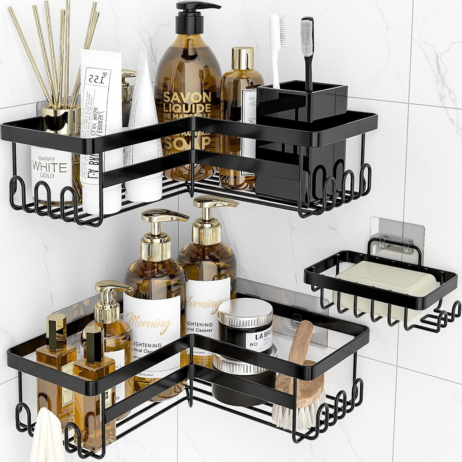 Storageright Corner Shower Caddy, 3 Pack Adhesive Bathroom, Dorm And Kit... - $33.99