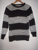 Vintage Black &amp; White Space Dye Crew Neck Marant Style Ribbed Sweater Ju... - £23.90 GBP