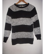 Vintage Black &amp; White Space Dye Crew Neck Marant Style Ribbed Sweater Ju... - £23.59 GBP