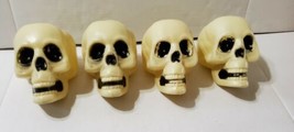 Vintage Plastic Skull Head Halloween Decoration Blow Mold 5.5&quot; In Set of 4  - £52.36 GBP