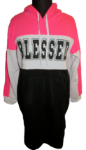Plus Size 3X Pink Black Colorblock Blessed Sweatshirt Hoodie Dress - £15.61 GBP