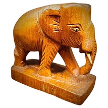 Vintage Hand-Carved Wooden Elephant Figurine – Rustic Artisan Craft - 2Y178 - $234.62
