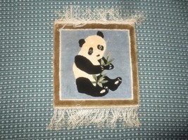 Panda Bear With Bamboo Plush Needlework Rug, Runner, Pillow - 12&quot; X 13&quot; + Fringe - £10.35 GBP