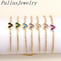 10Pcs Fashion adjustable jewelry 24K gold Shiny Crystal Heart Minimalis Gold Pla - £40.10 GBP