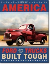 Ford Trucks Built Tough Car Dealer Logo Retro Wall Garage Decor Metal Ti... - $15.83