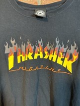 Vintage Thrasher Magazine T Shirt Flame Graphics Logo Skateboard Tee Size Large - £11.74 GBP
