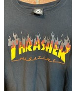 Vintage Thrasher Magazine T Shirt Flame Graphics Logo Skateboard Tee Size Large - £12.03 GBP