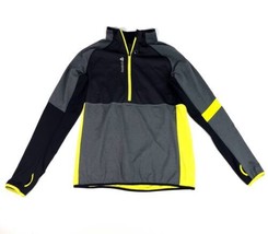 Reebok Sweater Size Large Gray Black Neon 1/3 Zip 3R Crossfit Playwarm  - £19.41 GBP